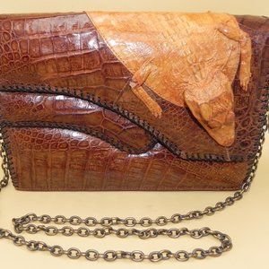 VTG Full Body Baby Crocodile Taxidermy Crossbody /Handbag purse.